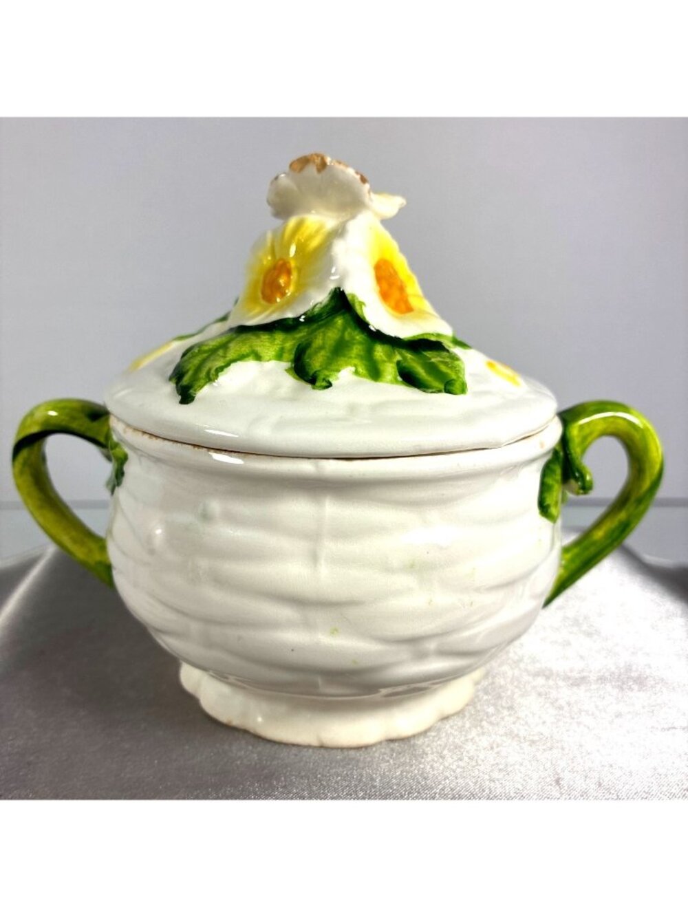 Vintage Lefton Rustic Daisy Sugar Bowl - Picture 4 of 14